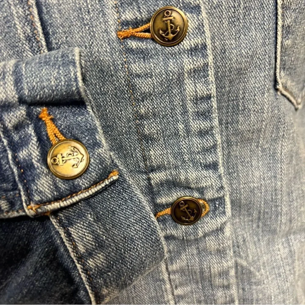 J Crew jean jacket with anchor buttons. Size M